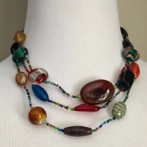 Unique Handmade MultiColor Beaded Layered Necklace
